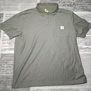Carhartt Original Fit Collared Green Mens XL Tall Short Sleeve Polo Shirt Pocket